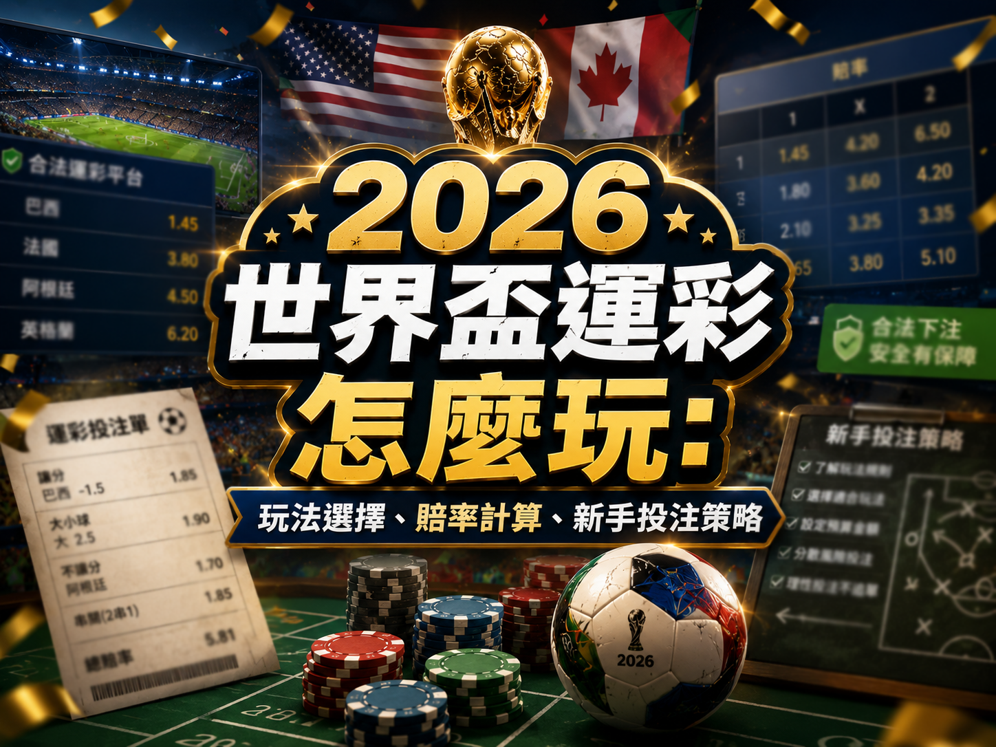 2026世界盃運彩怎麼玩：玩法選擇、賠率計算、新手投注策略